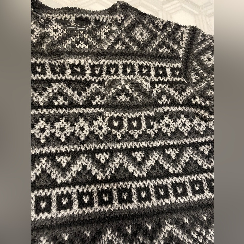 Engineered Garments Geometric Fairisle Fuzzy Faux Sherpa Fleece Short 1/2 Sleeve - Picture 3 of 7